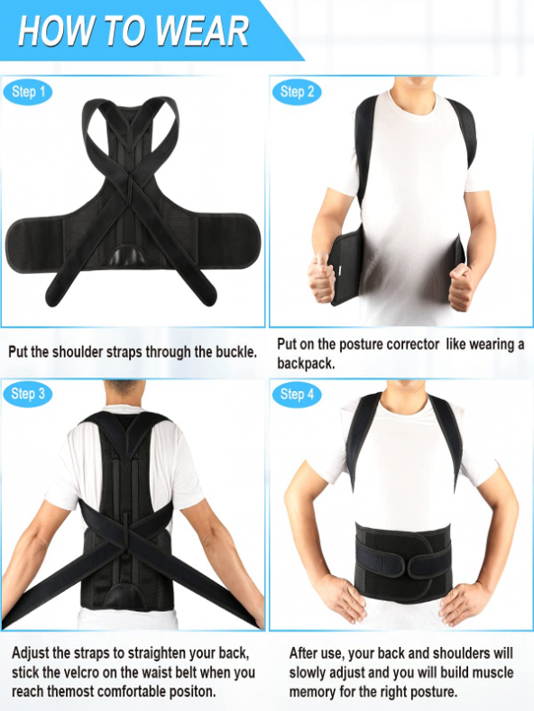 Çift Balenli Yeni Dik Durus Korse Kambur Önleyici Ortobedik Bel Sırt Omuz Korse skolyoz Destek ürün görseli 1