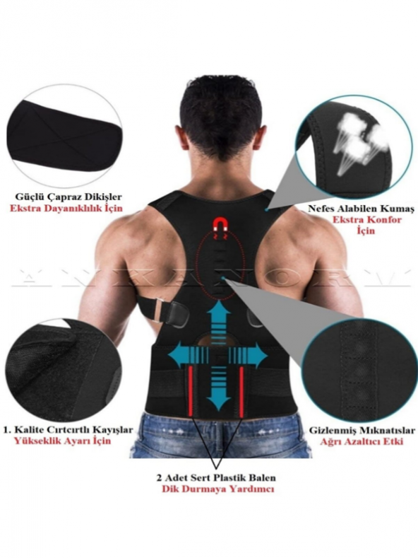Ortopedik Manyetik Dik Duruş Korsesi Sırt Korsesi Kamburluğu Önleyici Erkek Kadın Korse ürün görseli 1