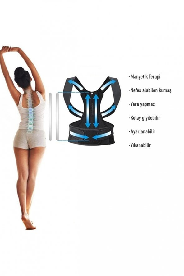 Çift Balenli Bel ve Sırt Korsesi Dik Durus Spor Bel Sırt Omuz Kambur Önleyici Korse ürün görseli 1