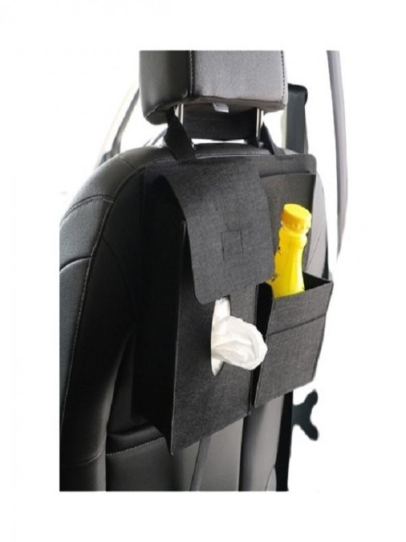 Araba Koltuk Arkası Keçe Organizer Çanta Bagaj Organizer Araç Içi Eşya Düzenleyici Siyah ürün görseli 1