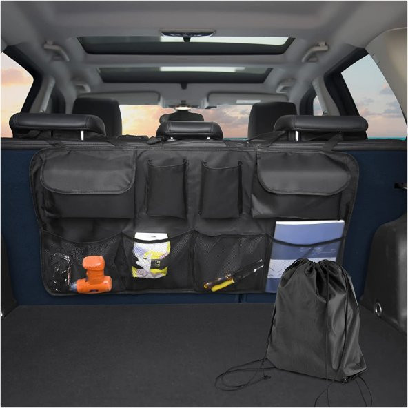 Araç içi Bagaj Eşya Düzenleyici Oto Bagaj Organizer Organizatör 8 Cepli Bagaj Çantası ürün görseli 1