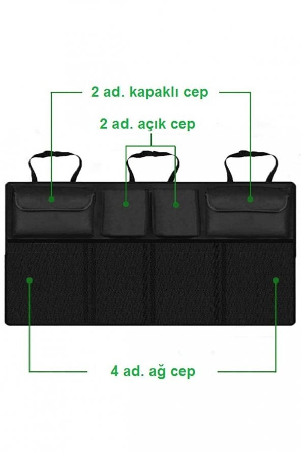 Oto Araç Bagaj Düzenleyici Çanta Araç Içi Eşya Düzenleyici Bod Oto Bagaj Organizer 8 Cepli Fileli ürün görseli 1