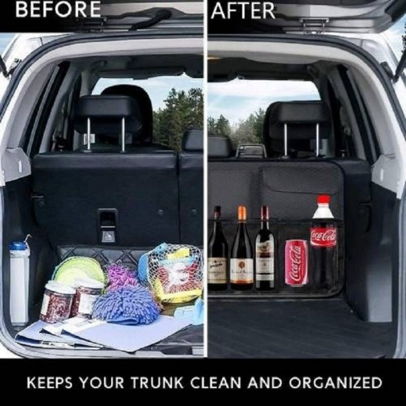 Oto Araç Bagaj Düzenleyici Çanta Araç Içi Eşya Düzenleyici Bod Oto Bagaj Organizer 8 Cepli Fileli ürün görseli 1