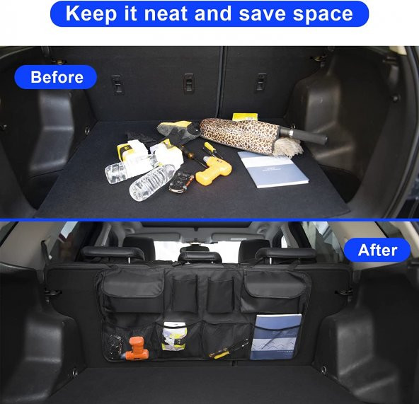 Araç İçi Bagaj Eşya Düzenleyici Oto Bagaj Organizer 8 Cepli Fileli ürün görseli 1