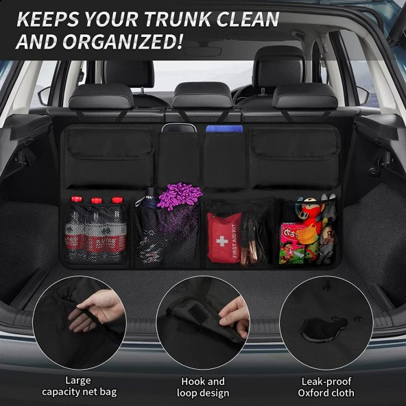 Araç İçi Bagaj Eşya Düzenleyici 8 Cepli Bagaj Çantası ürün görseli 1