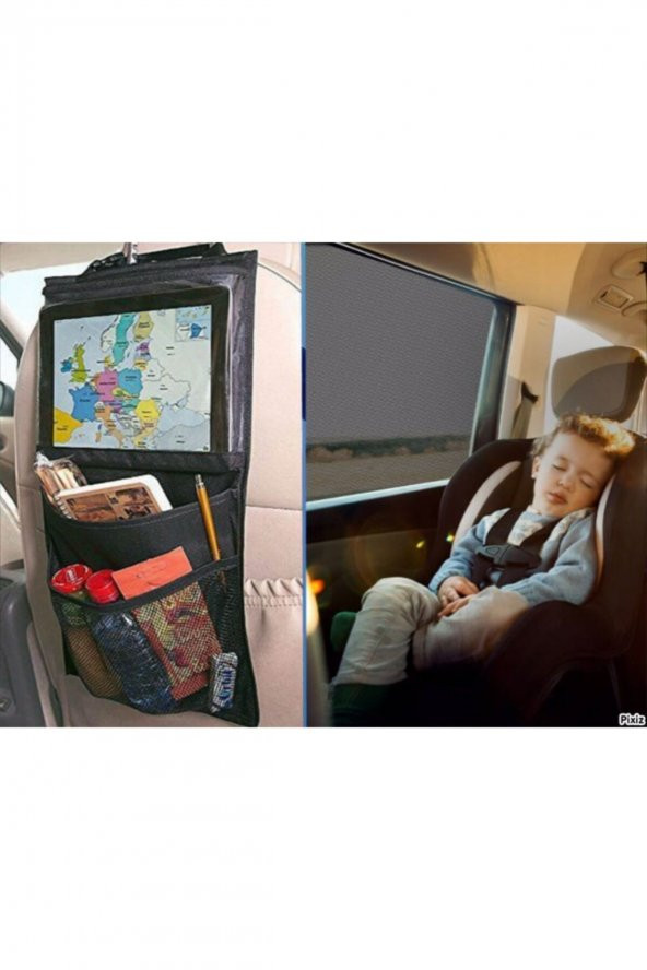 Araba Arka Koltuk Tablet Tutucu Ve Yan Cam Güneşliği Ikili Paket ürün görseli 1