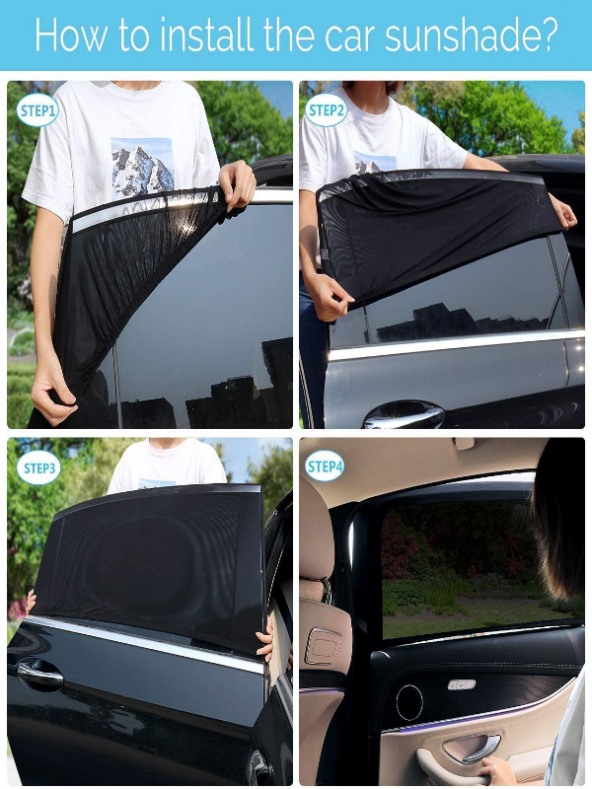 Araba Yan Cam Perdesi Oto Arka Perde Araç Güneşlik Gölgelik Bebek Çocuk Bebe Örtü Cam Çorabı Filmi ürün görseli 1