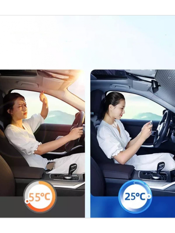 Araba Ön Cam Güneşliği Balonlu Metalize Parlak Alüminyum Katlanabilir Oto Güneşlik (130x60cm ürün görseli 1