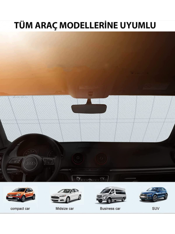 Katlanabilir Parlak Oto Araba Ön Cam Güneşlik 130 Cm X 60 Cm ürün görseli 1
