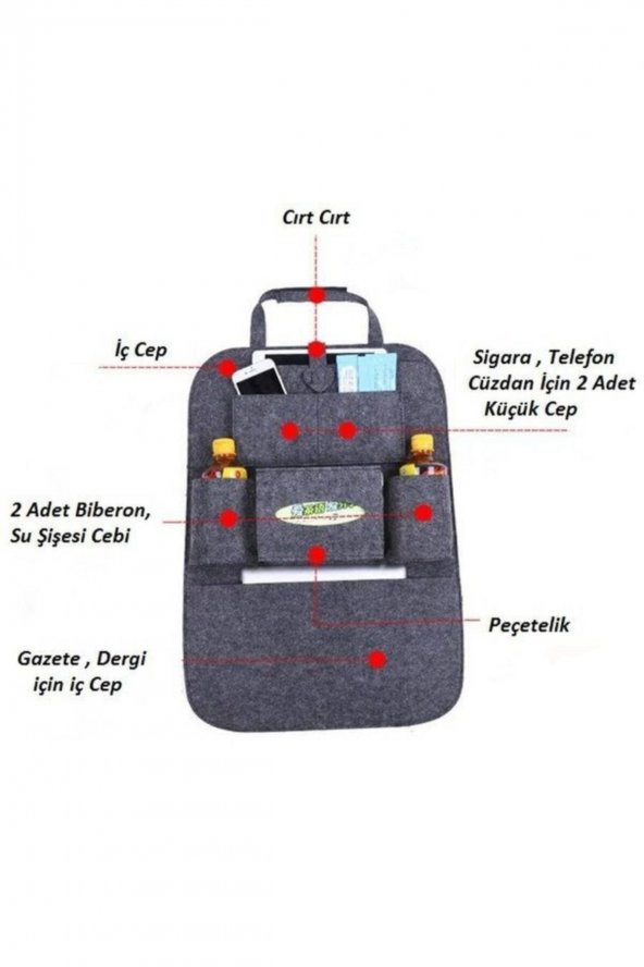 Araç Koltuk Arkası Eşya Düzenleyici Keçe Organizer Koltukarkasıkeçe ürün görseli 1
