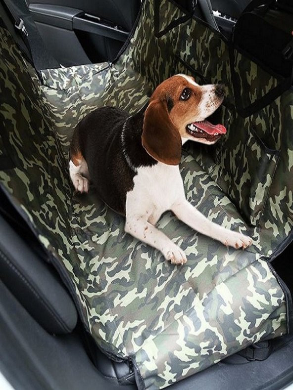 Oto Araç İçi Arka Koltuk Koruma Örtüsü Kamuflaj Desenli Şilte Kedi Köpek Minderi