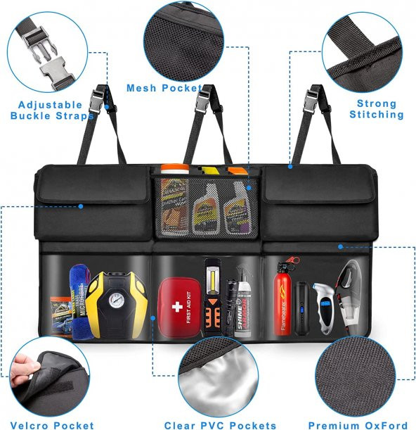 8 Cepli Araç Bagaj Düzenleyici Çanta Organizer OtoIçi Aksesuar düzenleme ürün görseli 1