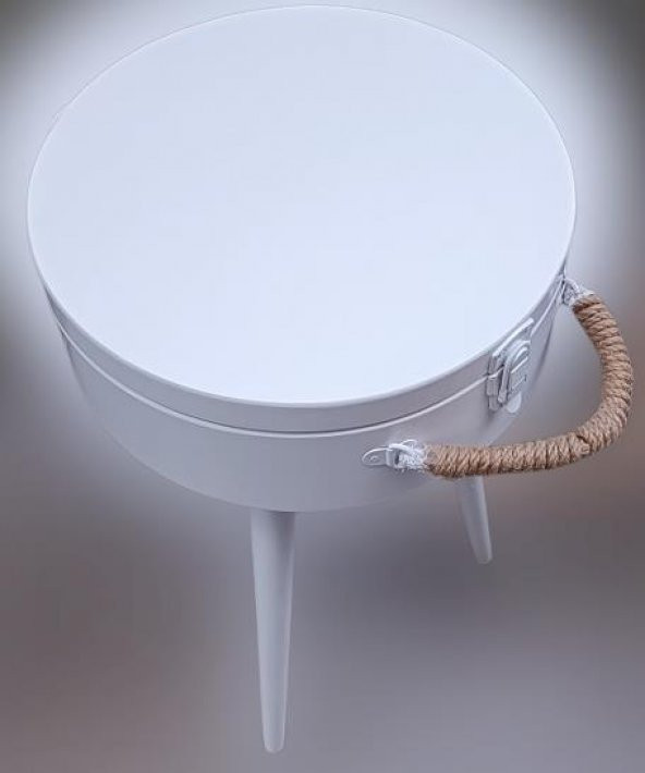 Hobi ADN 90265 MODEL Dekoratif Bavul Sehpa Ahşap MDF CNC Kesim Beyaz Lake El Yapım