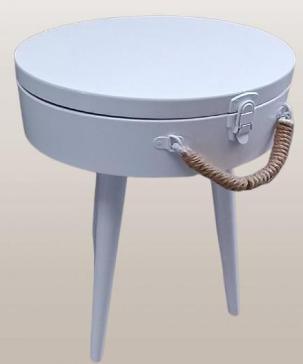 Hobi ADN 90265 MODEL Dekoratif Bavul Sehpa Ahşap MDF CNC Kesim Beyaz Lake El Yapım - 7