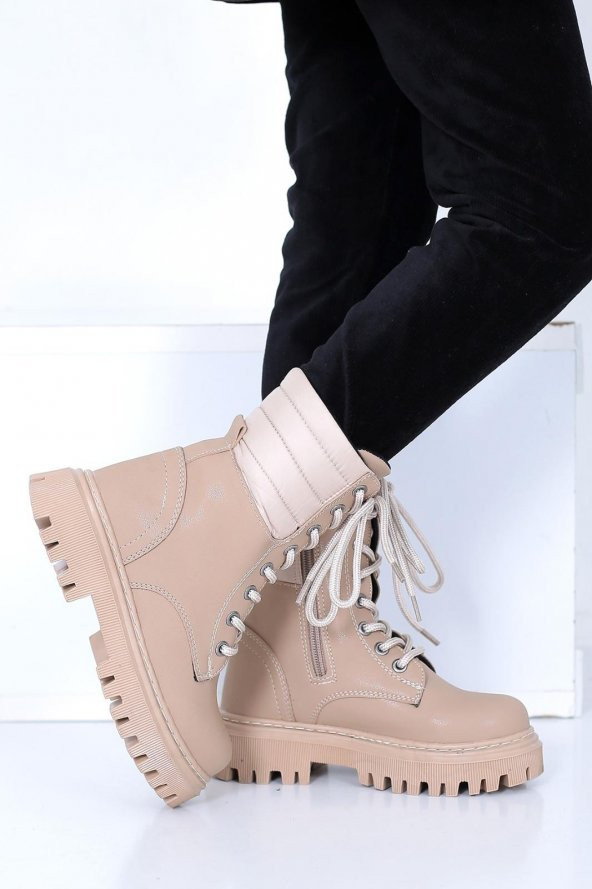 PARAŞÜT DETAYLI FERMUARLI BEJ KIZ ÇOCUK BOTU LADY CLASSY BAĞCIKLI BOOT00041