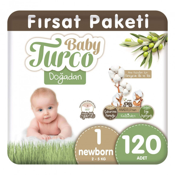 Baby Turco Doğadan 1 Numara Yenidoğan 120'li Bebek Bezi