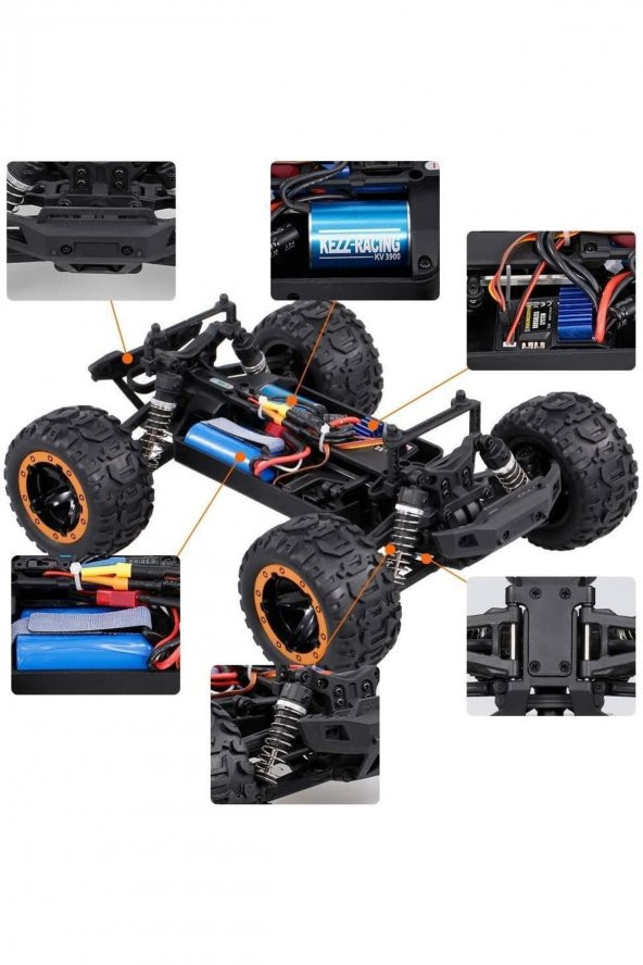 Haıboxıng Rc Uzaktan Kumandalı Model Araba 1/16 4wd Fırçasız Brushless 45 Km/h Sürat Off-road Sarı - 3