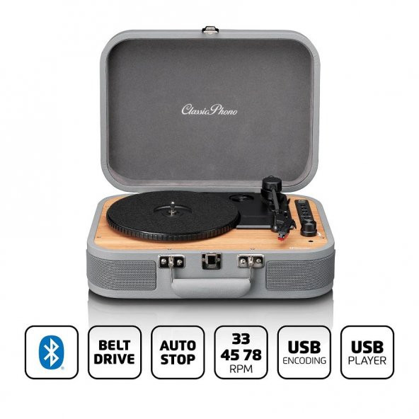 Lenco Classic Phono TT-116 GY Gri Hoparlörlü Bluetoothlu Pikap Plak Çalar USBli MP3e Kayıt Özellikli - 7