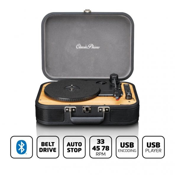 Lenco Classic Phono TT-116 BK Siyah Hoparlörlü Bluetoothlu Pikap Plak Çalar USBli MP3e Kayıt Özellikli - 7