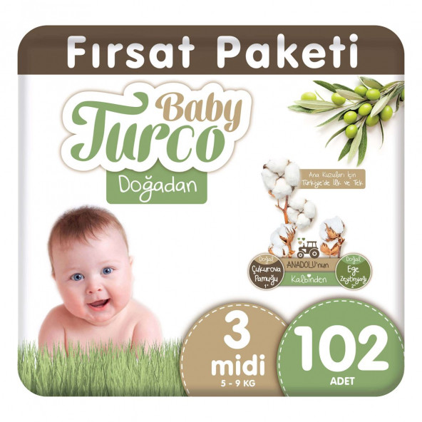 Baby Turco Doğadan Bebek Bezi 3 Numara 102 Adet