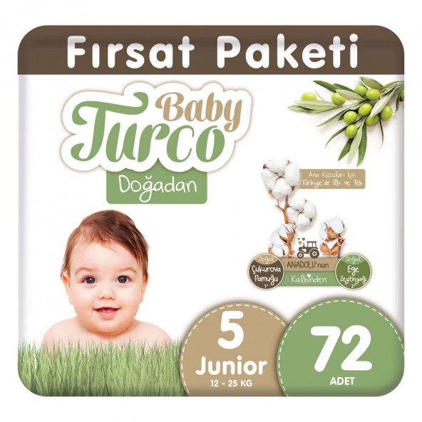 Baby Turco Doğadan 5 Numara Junior 72li Bebek Bezi