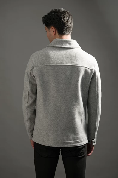 Regular Fit Yakalı Yan Ve Kapak Cepli Astarlı Çıt Çıt Kapamalı Kaşmir Erkek Mont - 9