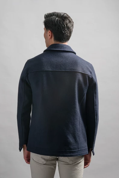 Regular Fit Yakalı Yan Ve Kapak Cepli Astarlı Çıt Çıt Kapamalı Kaşmir Erkek Mont - 5