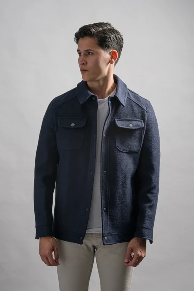 Regular Fit Yakalı Yan Ve Kapak Cepli Astarlı Çıt Çıt Kapamalı Kaşmir Erkek Mont - 2