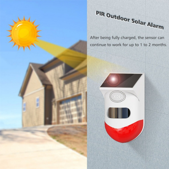 1291 Hareket Sensörlü Solar Alarm Kumandalı Hırsız Caydırıcı Alarm Sireni Güneş Enerjili 100 Db - 5