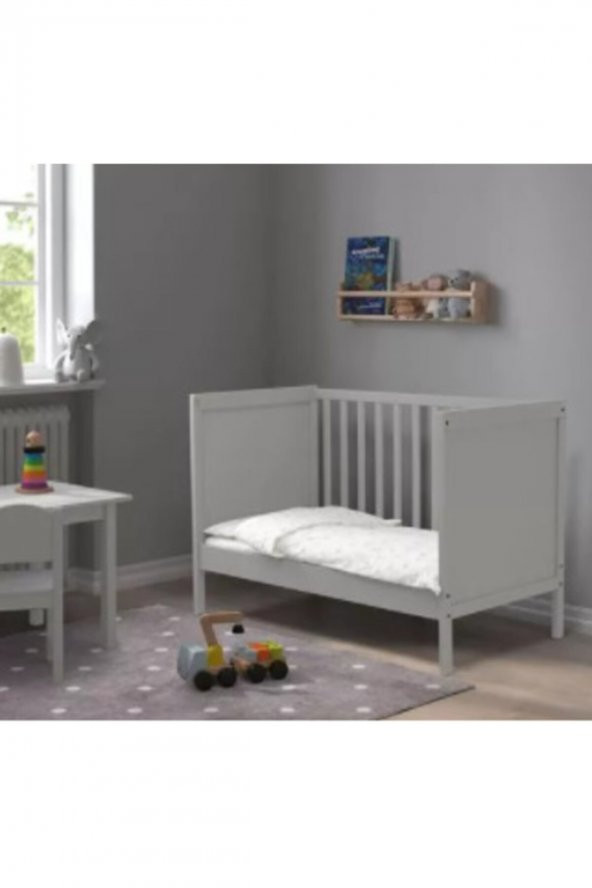 Bebek Karyolası Açık Gri Renk 60x120 cm Bebek Beşik - 3