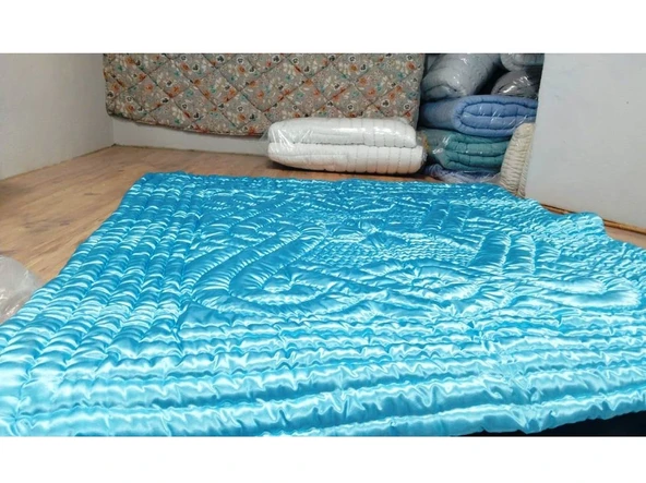 Babaanne Yorganı, El Yapımı Çift Kişilik Pamuklu Yorgan (195x215)-Mavi