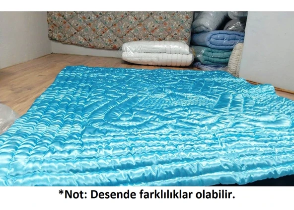 Babaanne Yorganı, El Yapımı Çift Kişilik Pamuklu Yorgan (195x215)-Mavi - 2