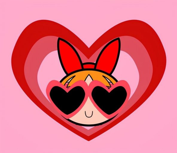 Movas Sanat Kalpli Gözlük Blossom - Powerpuff Girls | Elmas Mozaik Puzzle | 35x30 | E20204037 - 1