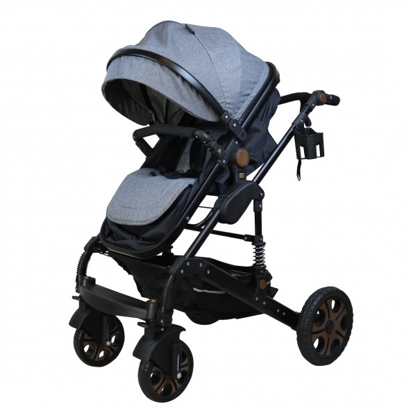 Perbebe Siyah - Gri Çift Yönlü Bebek Arabası Taşıma + Puset