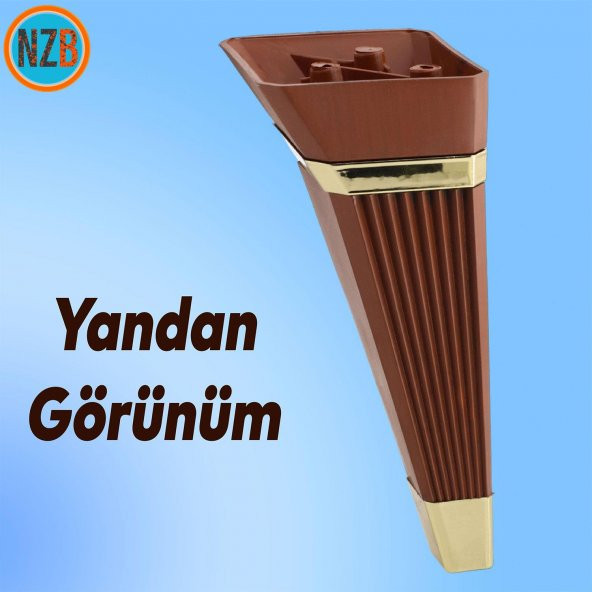 Mobilya Kanepe Sehpa Çekyat TV Ünitesi Koltuk Ayağı Baza Ayak 23 cm Ceviz Altın - Resim 5