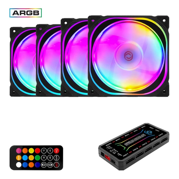 FRISBY FCL-F1274C 4X120mm ARGB FAN+ KONTROL HUB KASA FANI - 4