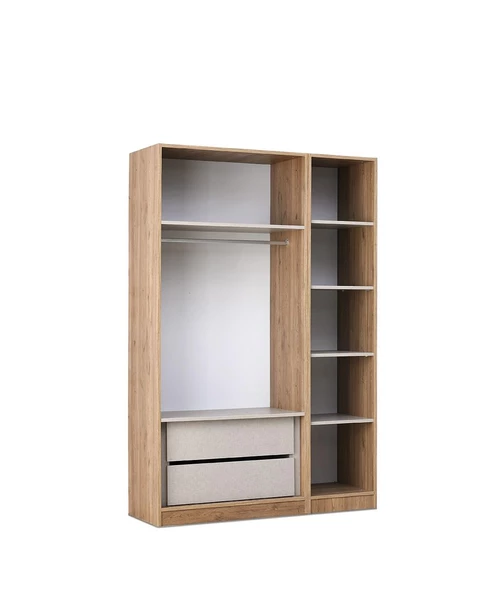 ÇAKIL MDF 3 Kapılı 2 Çekmeceli Gardrop Elbise Dolabı 120x53x216cm - 4