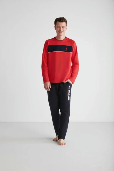 U.S. Polo Assn. Erkek Şeritli Yuvarlak Yaka Pijama Takımı