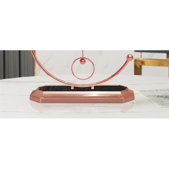 Enarose Bombe Camlı Metal Sarkaçlı Masa Saati A5860P - 2
