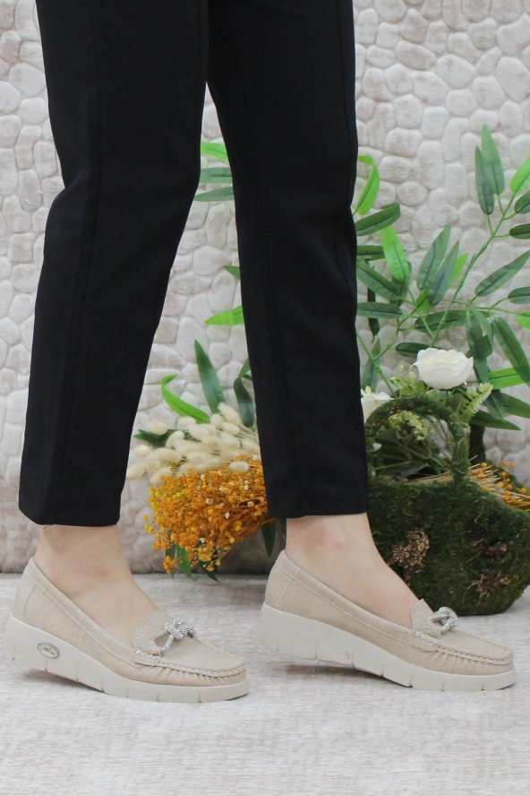 Mehmet Mete 410 Comfort Tokalı Taşlı Kadın Babet - Resim 9