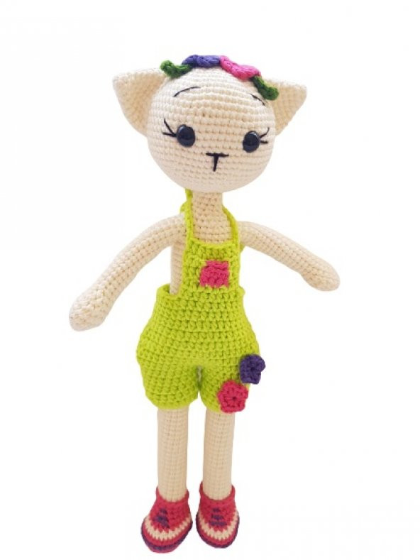 Tulumlu Kibar Kedicik Amigurumi Organik Oyuncak - 1