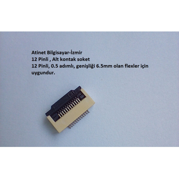 12 Pin 0.5 Adımlı Alt kontak Flex Soketi Flex Ffc Konnektörü 12-0.5-Alt