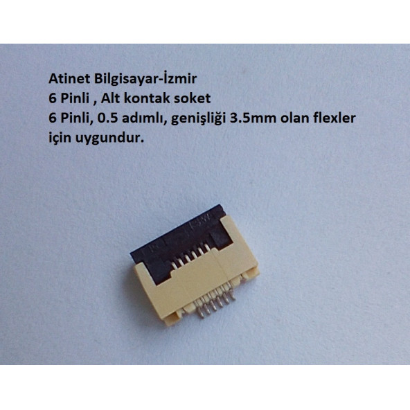 6 Pin 0.5 Adımlı Alt kontak Flex Soketi Flex Ffc Konnektörü 6-0.5-Alt