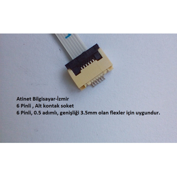 6 Pin 0.5 Adımlı Alt kontak Flex Soketi Flex Ffc Konnektörü 6-0.5-Alt - 2