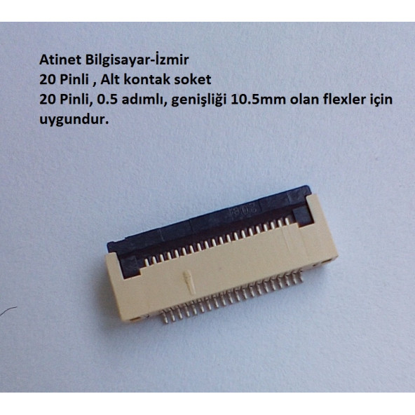 20 Pin 0.5 Adımlı Alt kontak Flex Soketi Flex Ffc Konnektörü 20-0.5-Alt ürün görseli 1