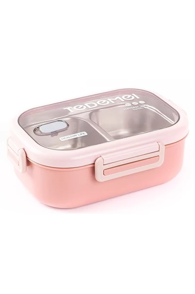 Tantitoni Tedemeı Paslanmaz Çelik Dikdörtgen 2 Bölmeli Yemek Taşıma Kabı 850ml (412719) ürün görseli 1