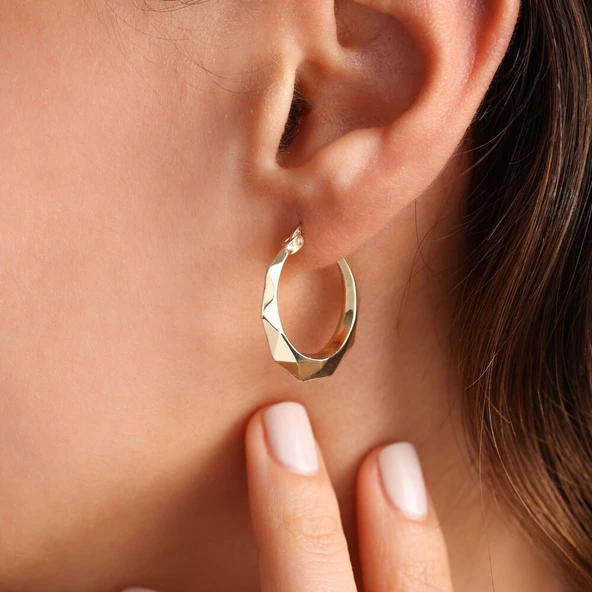 Altın Halka Küpe 2.2 Cm - Resim 2