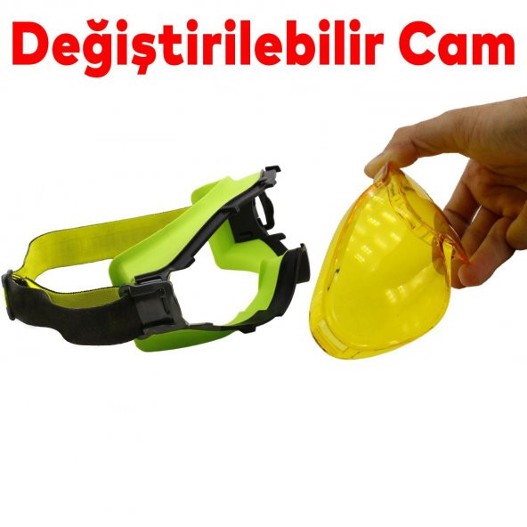 Kayak Gözlüğü Değiştirebilir Camlı Antifog Güneş Kar Koruyucu Gözlük Sarı Snowboard Glasses Gözlük - 2