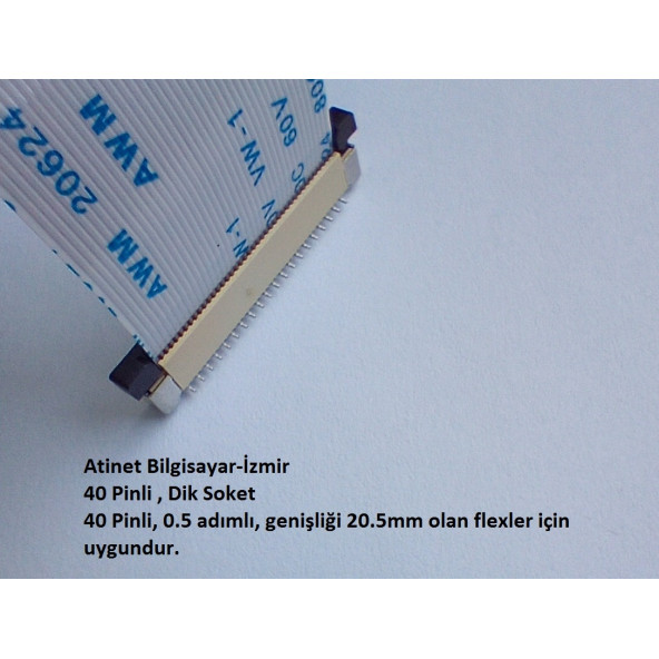 40 Pin 0.5Mm Adımlı Dik Flex Soketi Flex Ffc Konnektörü 40-0.5-Dik - 3