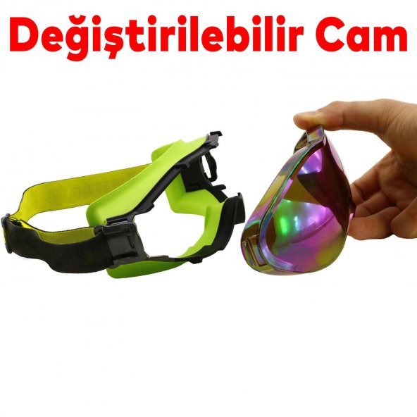 Kayak Gözlüğü Değiştirebilir Camlı Antifog Güneş Kar Koruyucu Gözlük Gökkuşağı Snowboard Glasses Gözlük - 2